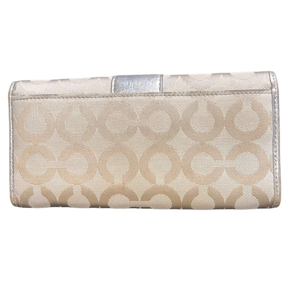 {Coach Julia Op Art Gold Monogram Canvas & Metallic Leather Long Snap Wallet} - Picture 6 of 11